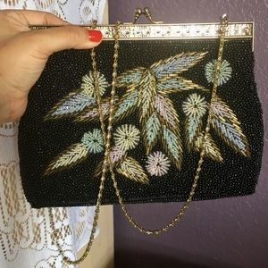 VINTAGE! Beaded bag clutch with hidden strap